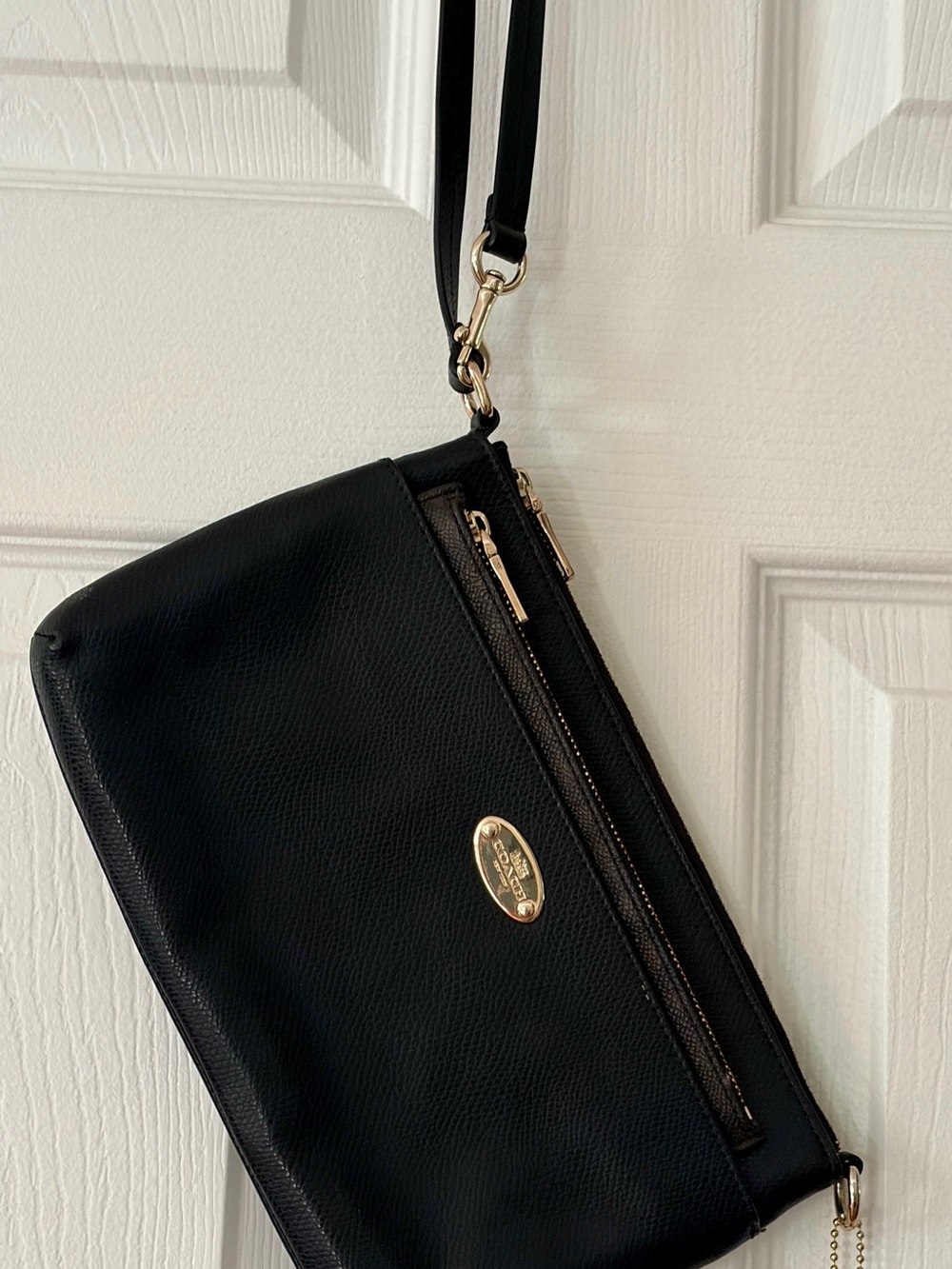 Coach Black Pebble Leather Pop Up Wristlet Clutch Removable Signature Pouch EUC